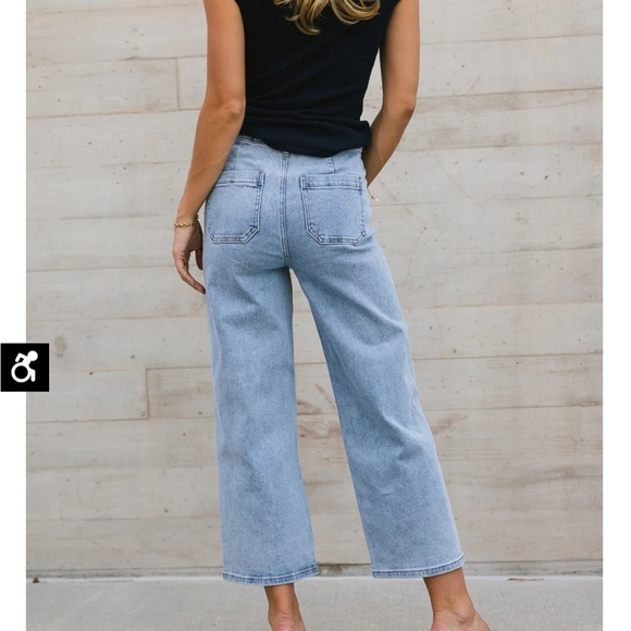 Bohme Amiri Wide Leg Jeans in Light Wash - NWT - Picture 3 of 6